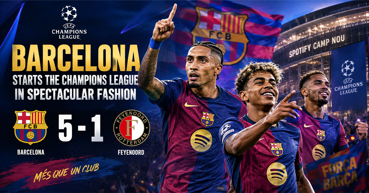 Barcelona começa a Champions League em grande estilo: 5-1
