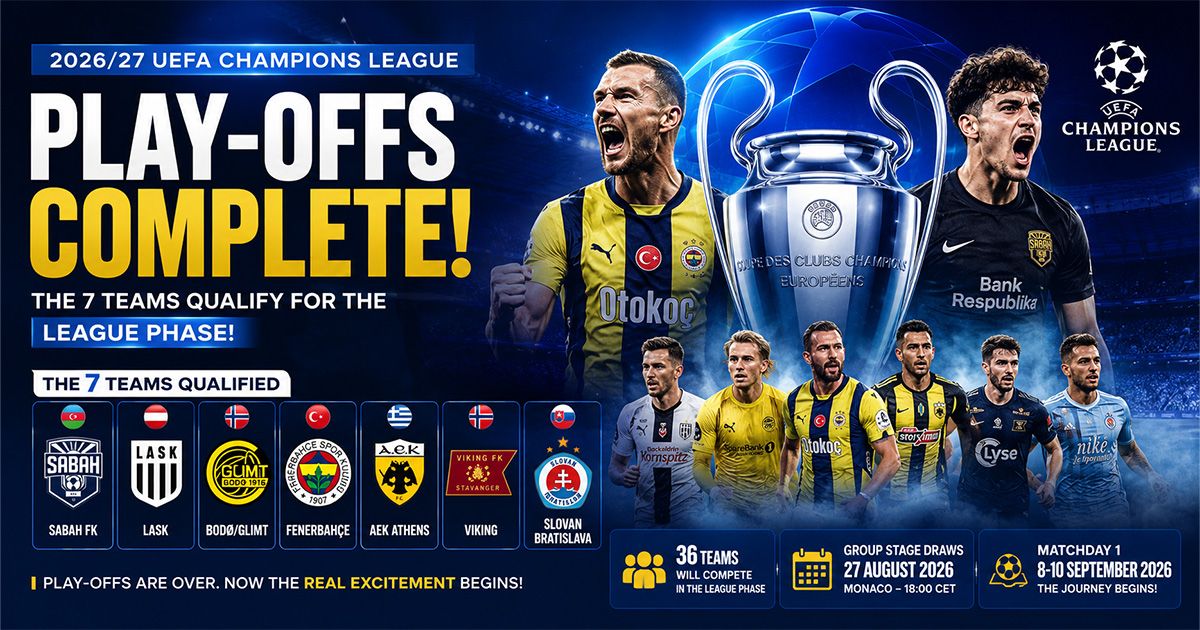 La fase play-off della Champions League è terminata: inizia la sfida tra 36 squadre