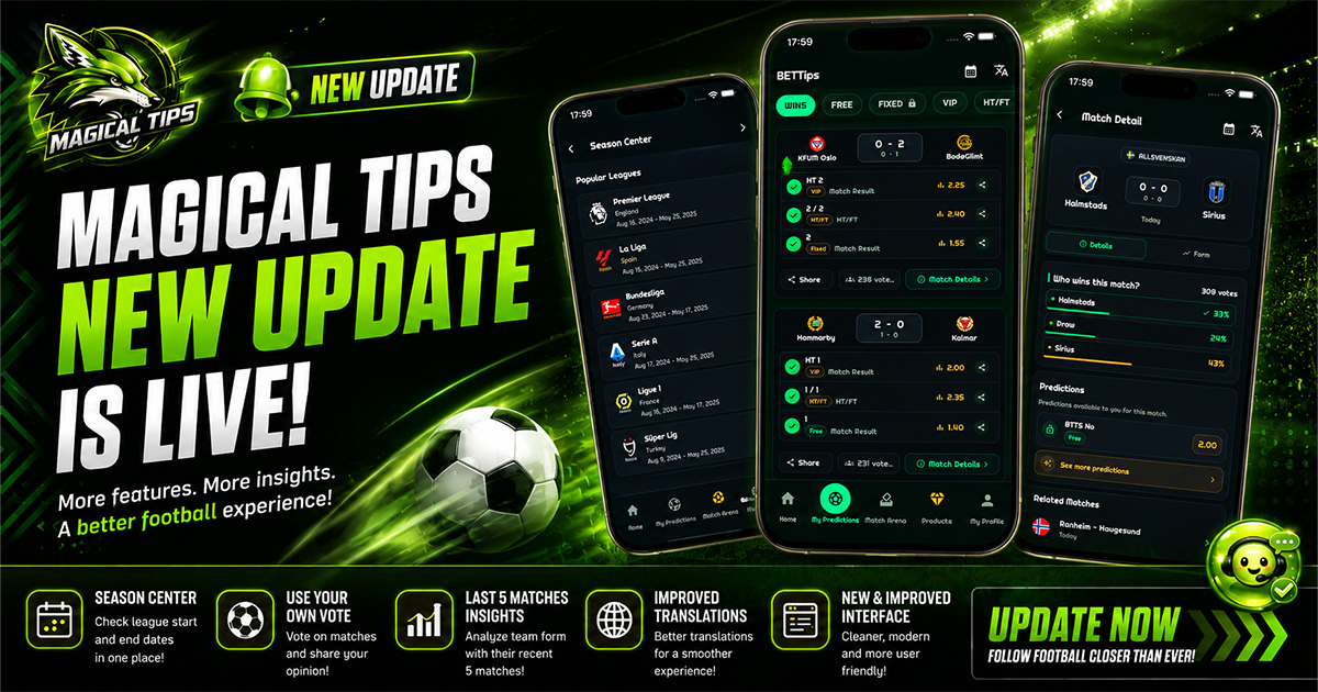 La nouvelle mise à jour de Magical Tips est disponible : le suivi du football devient encore plus agréable !